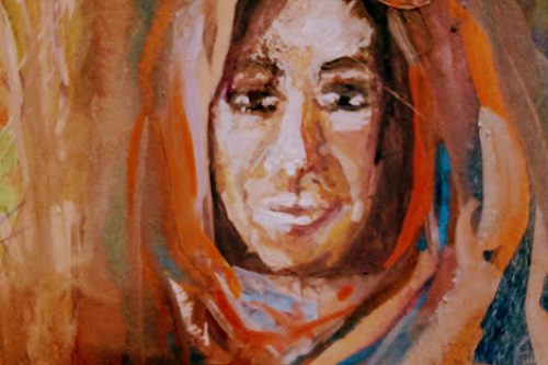 Mulher na porta do corredor